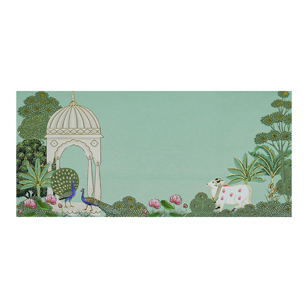 Green Tropical Jharokha Money Envelope - KRCE4820