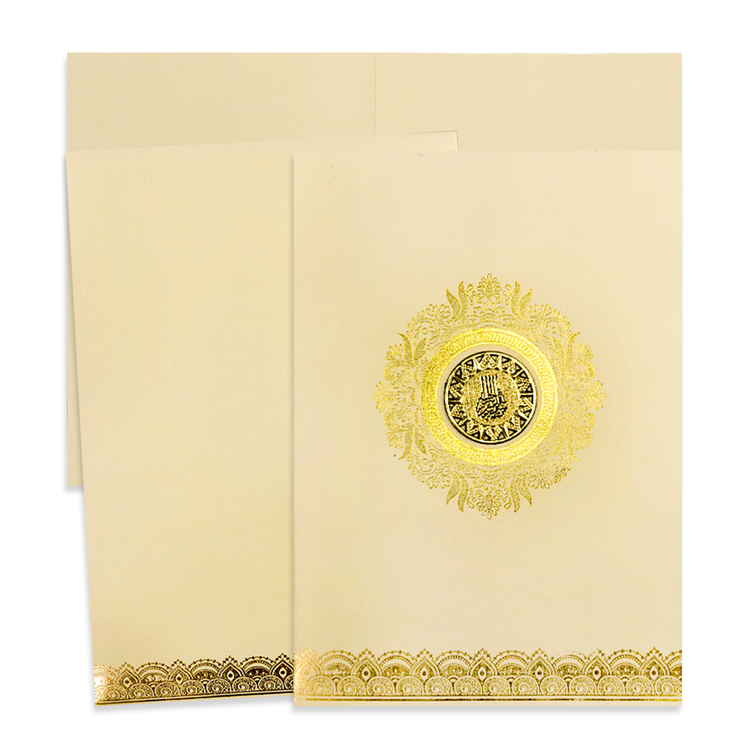Cream Metallic Gold Foiling Wedding Card-KNCM16CGM