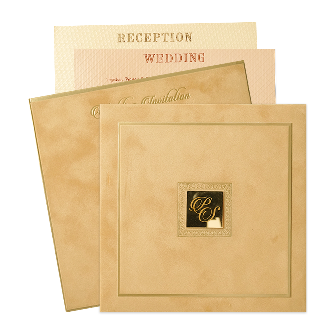 Check out Luxury Gold Square Padded Wedding Card at best price. ✅WhatsApp Support ✅Express Delivery. | King of Cards.