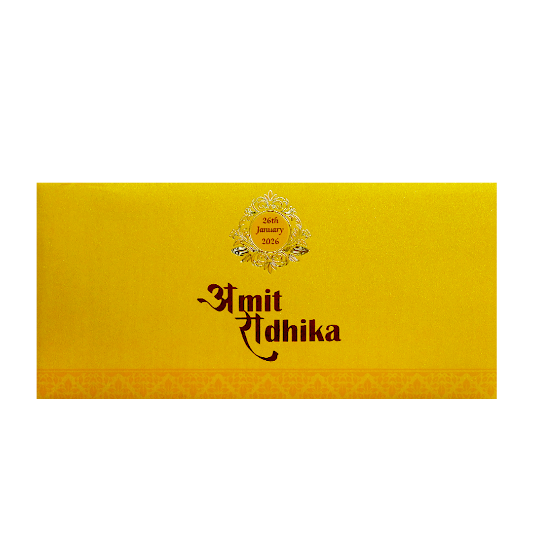 Yellow Gold Foil Embossed Floral Wedding Invitation Card-KPR06300