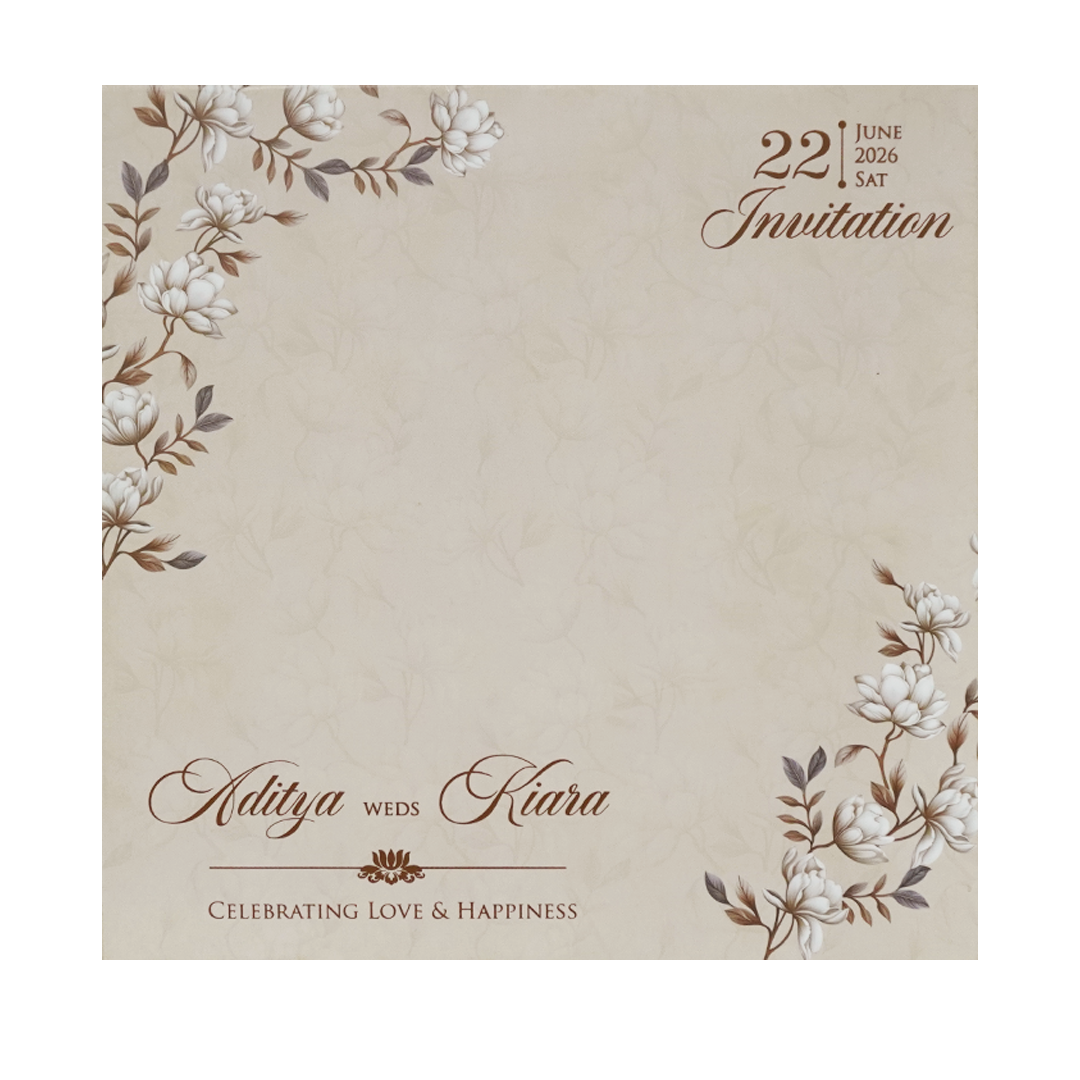 Buy Grey Floral Circular Insert Wedding Card