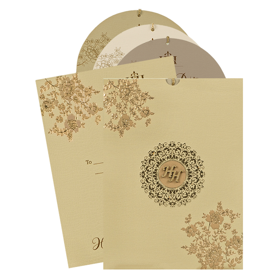 Cream Pink Floral Wedding Card-KSI64860