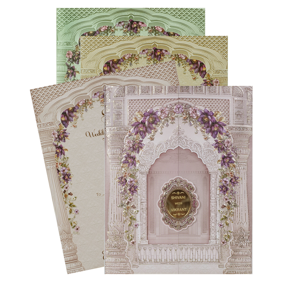 Pink Arch Floral Wedding Card-KSI65070