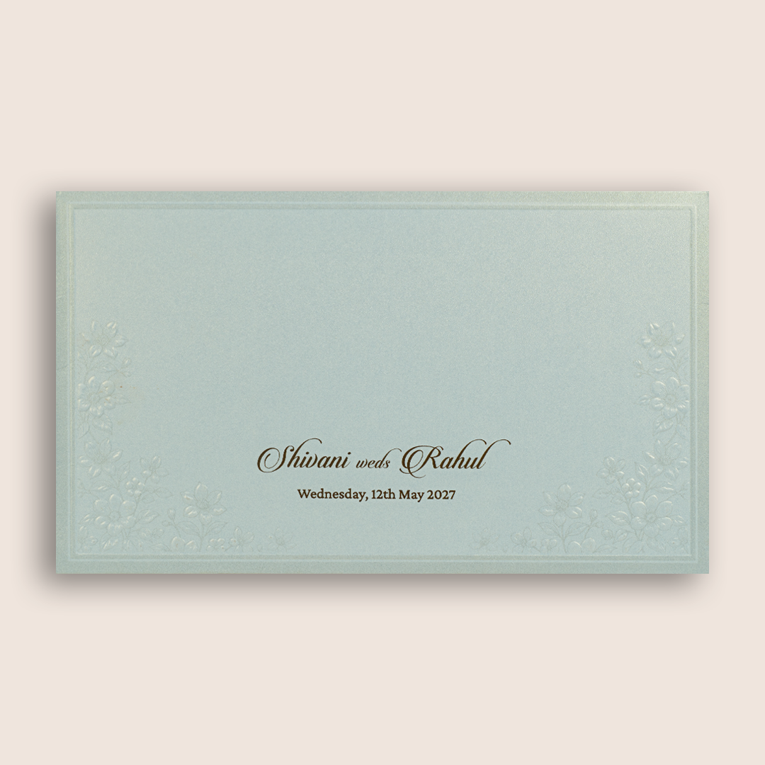 Light Grey Embossed Floral Invitation Card - KPR07570