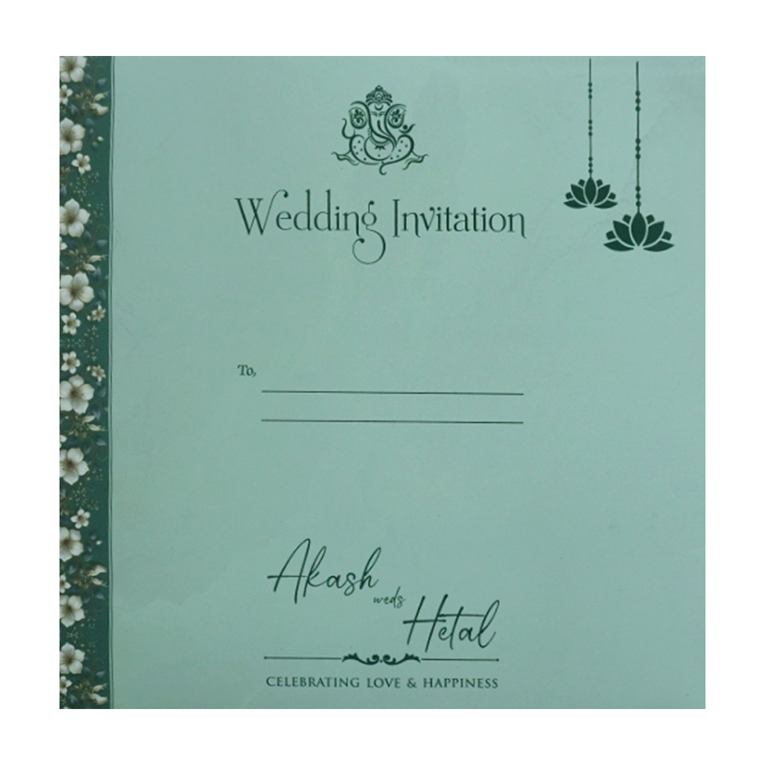 Blue Floral Padded Wedding Card - KSH72840
