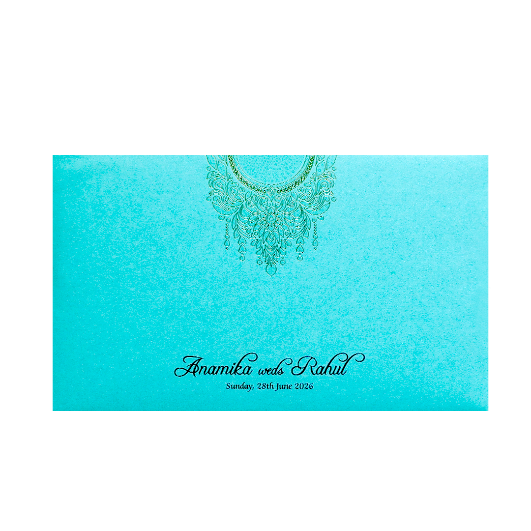 Blue Gold Mandala Cutout Wedding Card-KPR06360