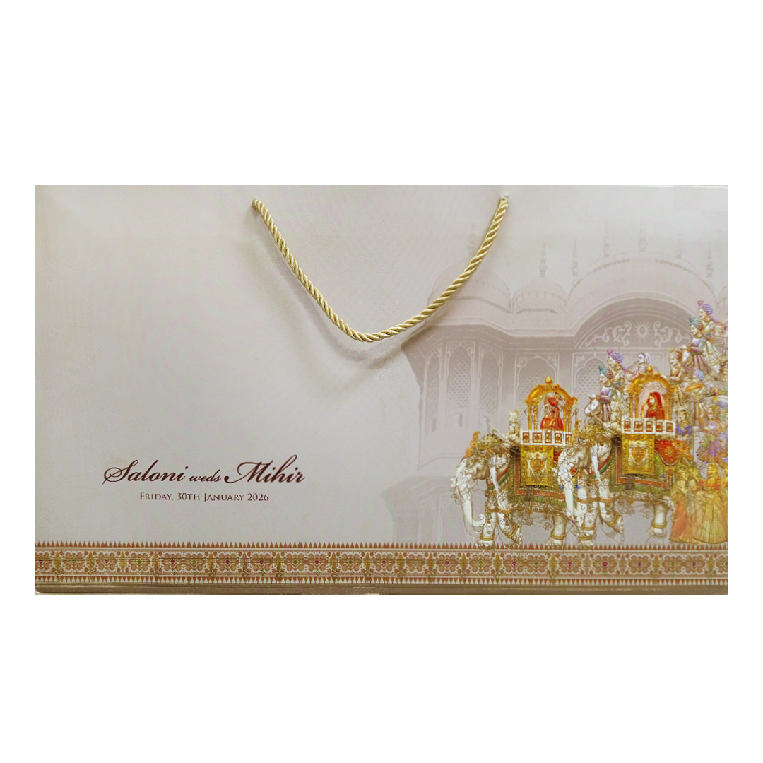 Grey Baraat Procession Royal Wedding Card-KPR24710