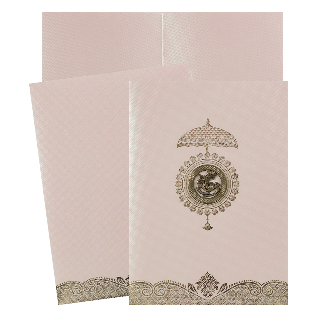 Pink Gold Umbrella Wedding Card-KNKTPL024