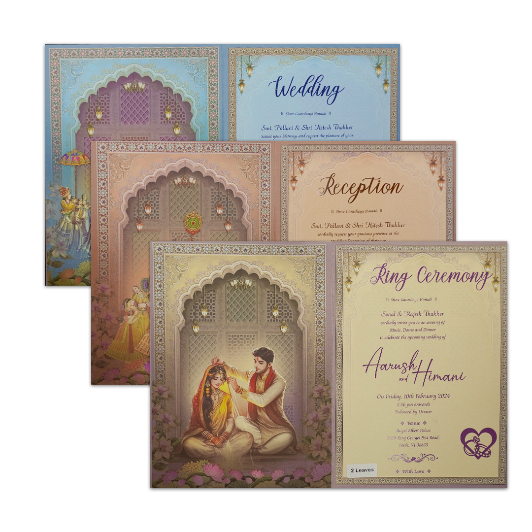 Palace Arch Royal Couple Wedding Card-KSH72380