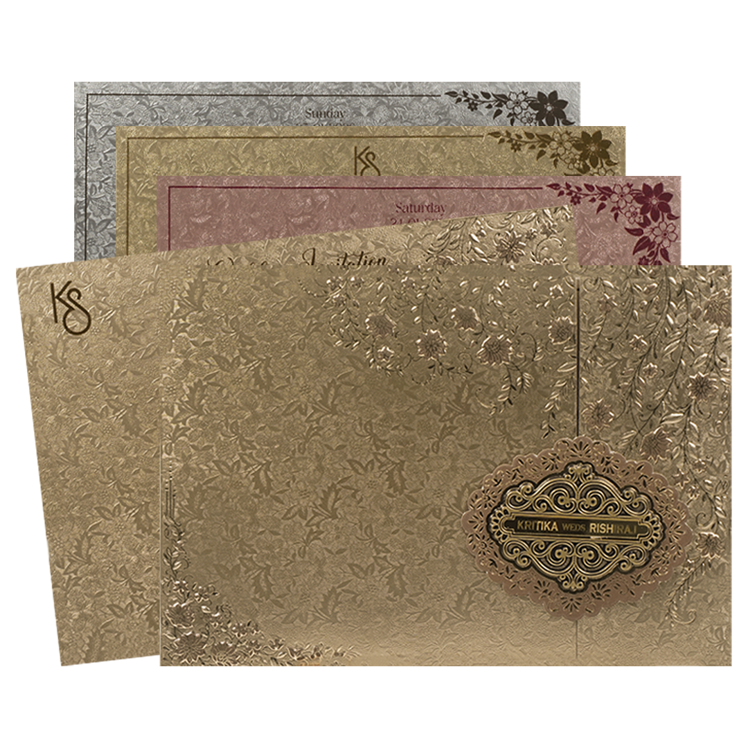 Gold Floral Ornate Wedding Card-KSI64750