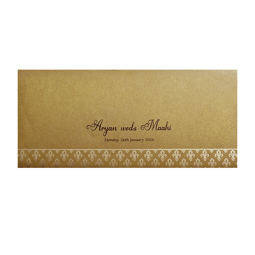 Gold Embossed Regal Wedding Invitation Card-KPR06280