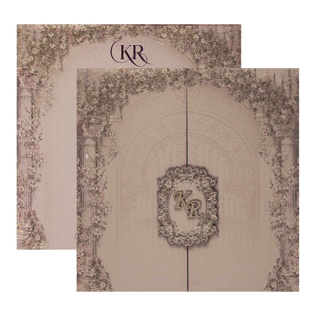 Lavender Floral Arch Padded Wedding Card-KSI64290