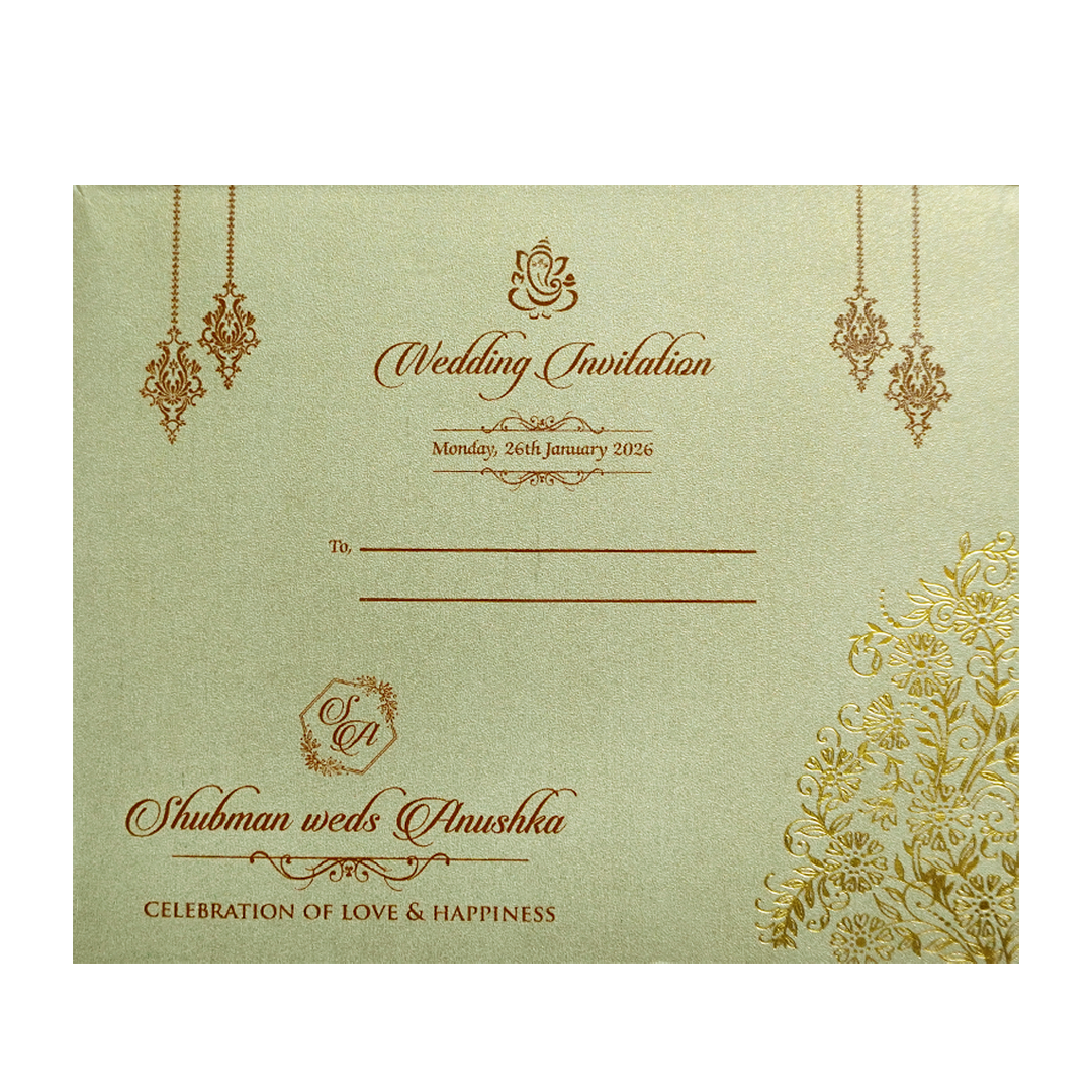 Elegant Gold MDF Laser Cutout Wedding Invitation Card-KRB09160