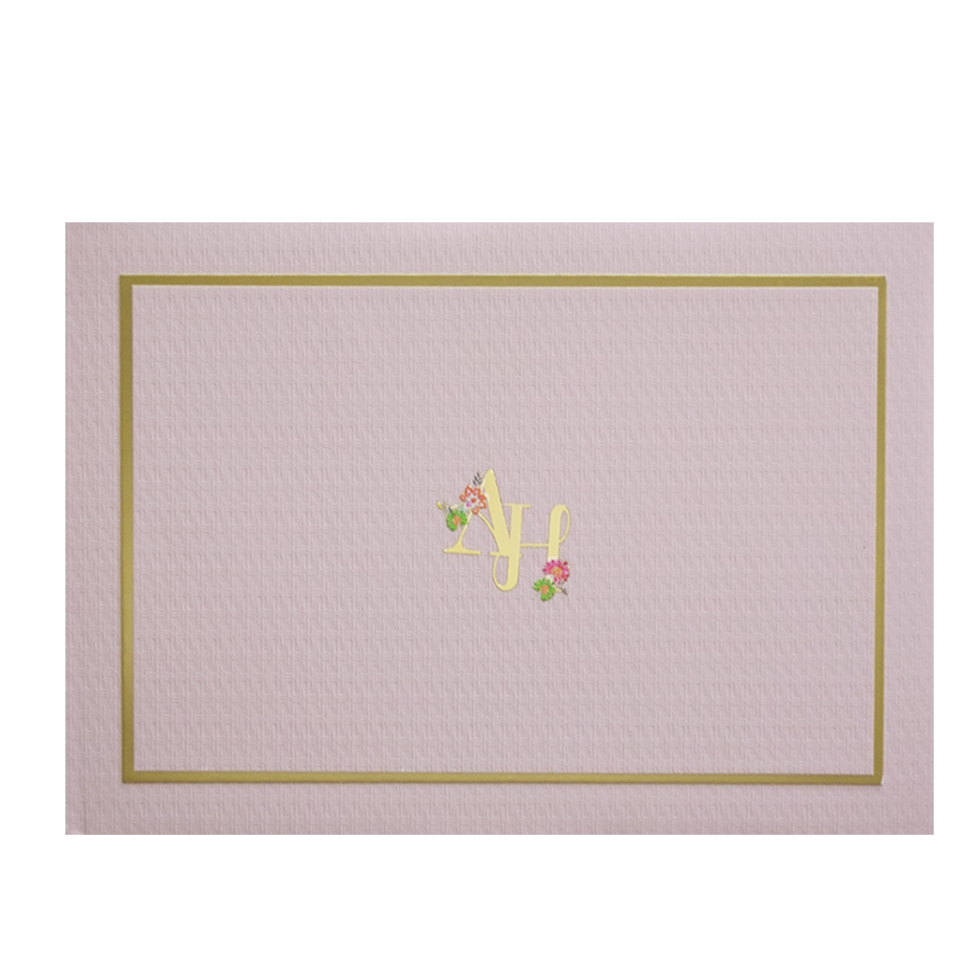 Pink Monogram Simple Wedding Card - KMMWD1139