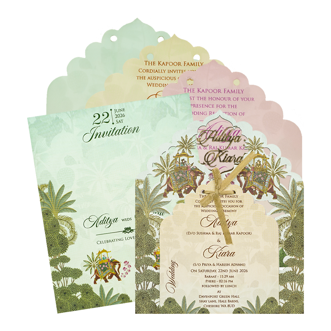 Pastel Mint Garden Theme Wedding Card-KFR16030