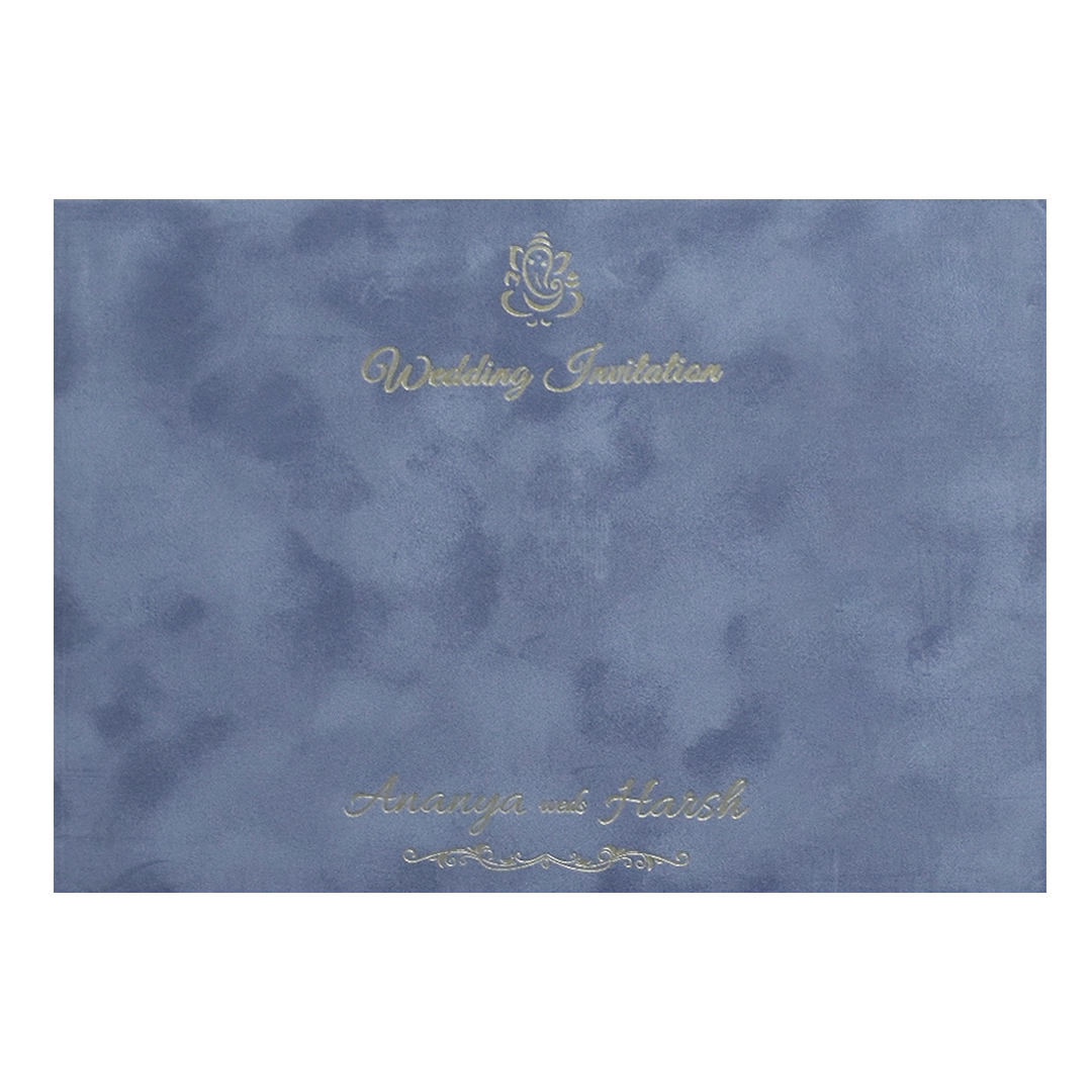 Luxury Grey & Gold Padded Wedding Invitation Card - KMMWD1149