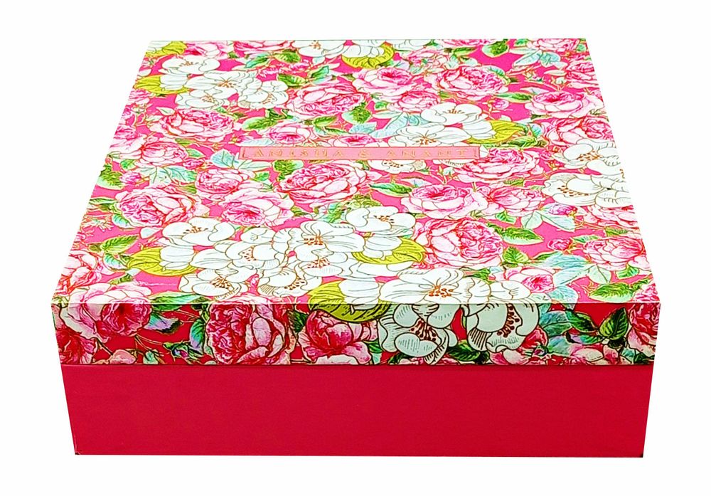 Pink Roses And Colourful Peacocks Ultra Premium Wedding Card-KNKUP033-King of Cards