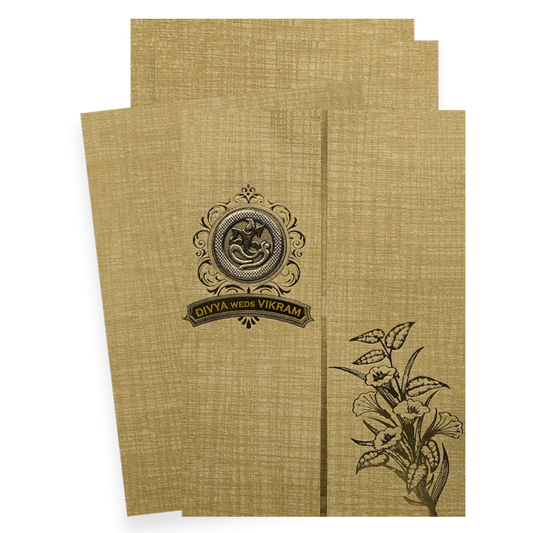 Gold Door Style Floral Wedding Card-KNCM47BR