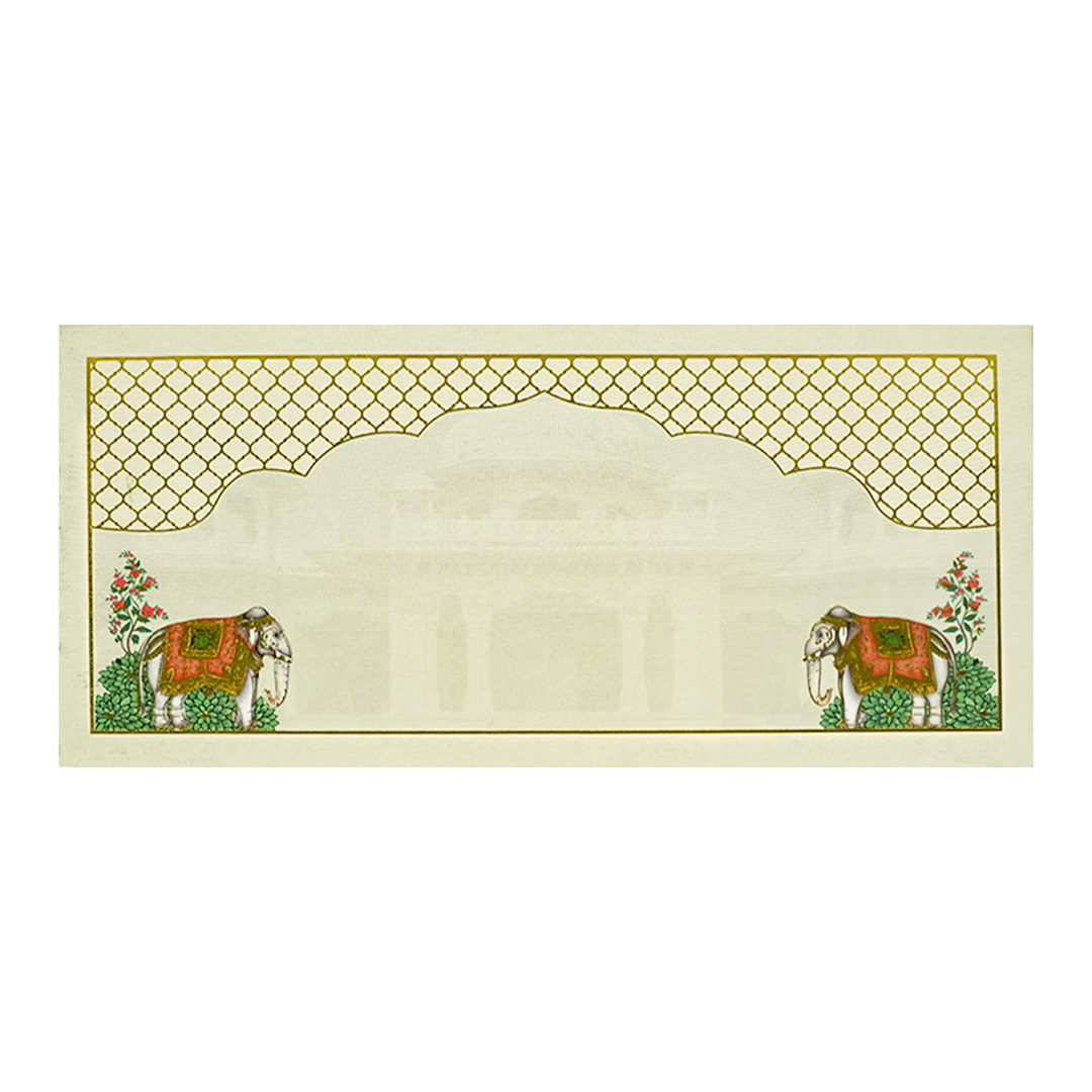 Cream Elephant Arch Design Money Envelope - KRCE4930