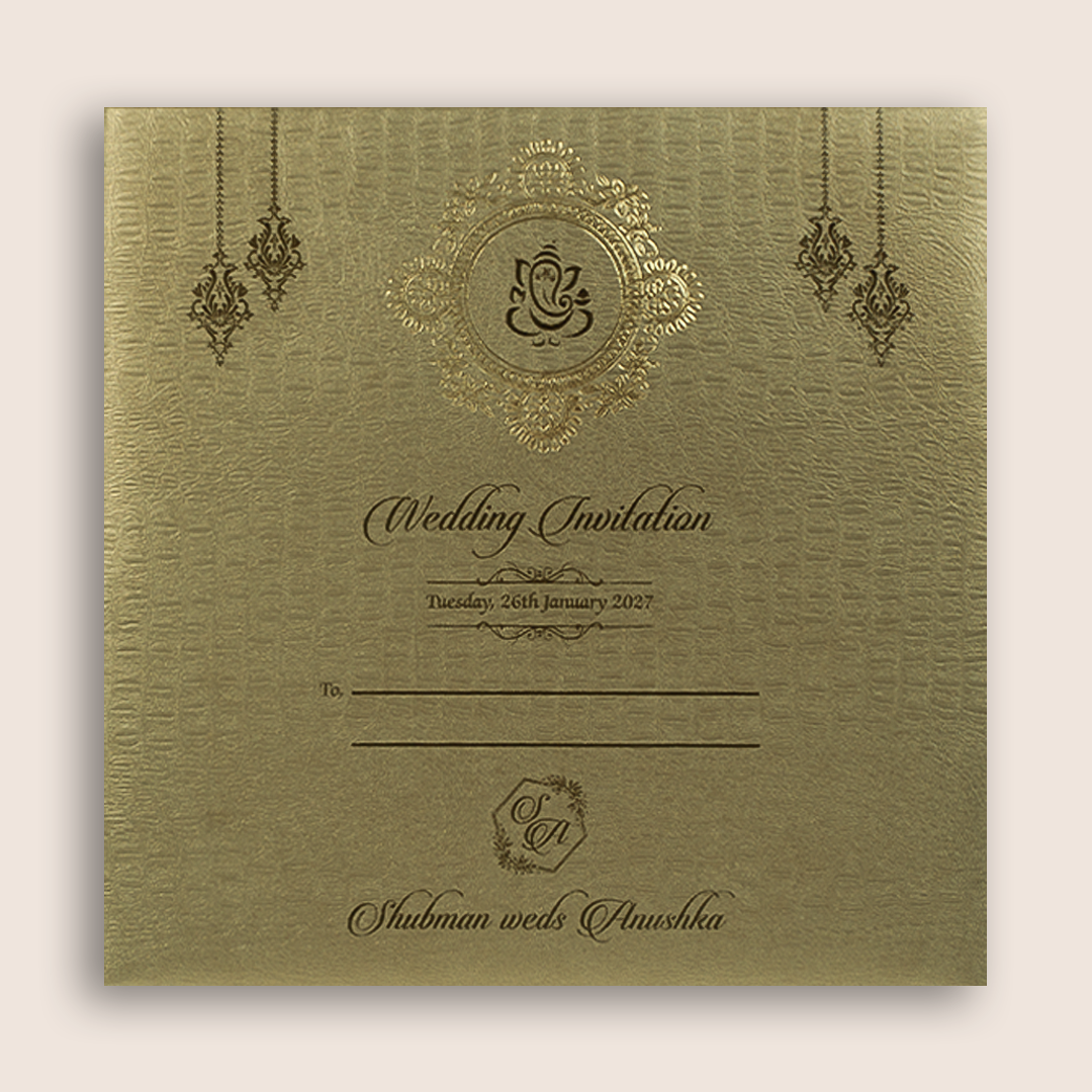 Gold Floral Embossed Wedding Invitation - KRB10131