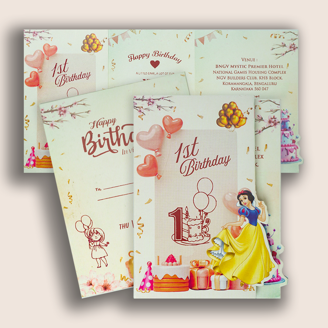Cream Snow White Birthday Card-KNKRL118