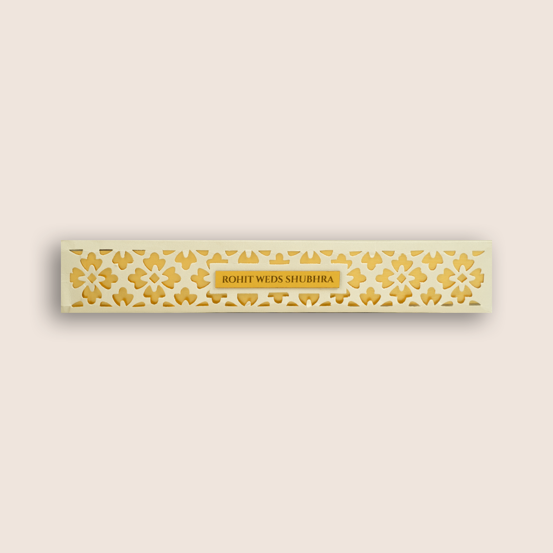 Grey Laser Cut Floral Scroll Box Card - KJPS2923