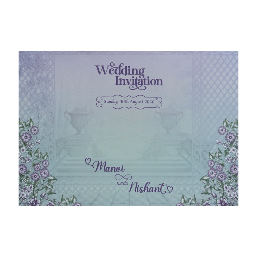 Sage Lavender Padded Floral Door Wedding Invitation - KVN07310
