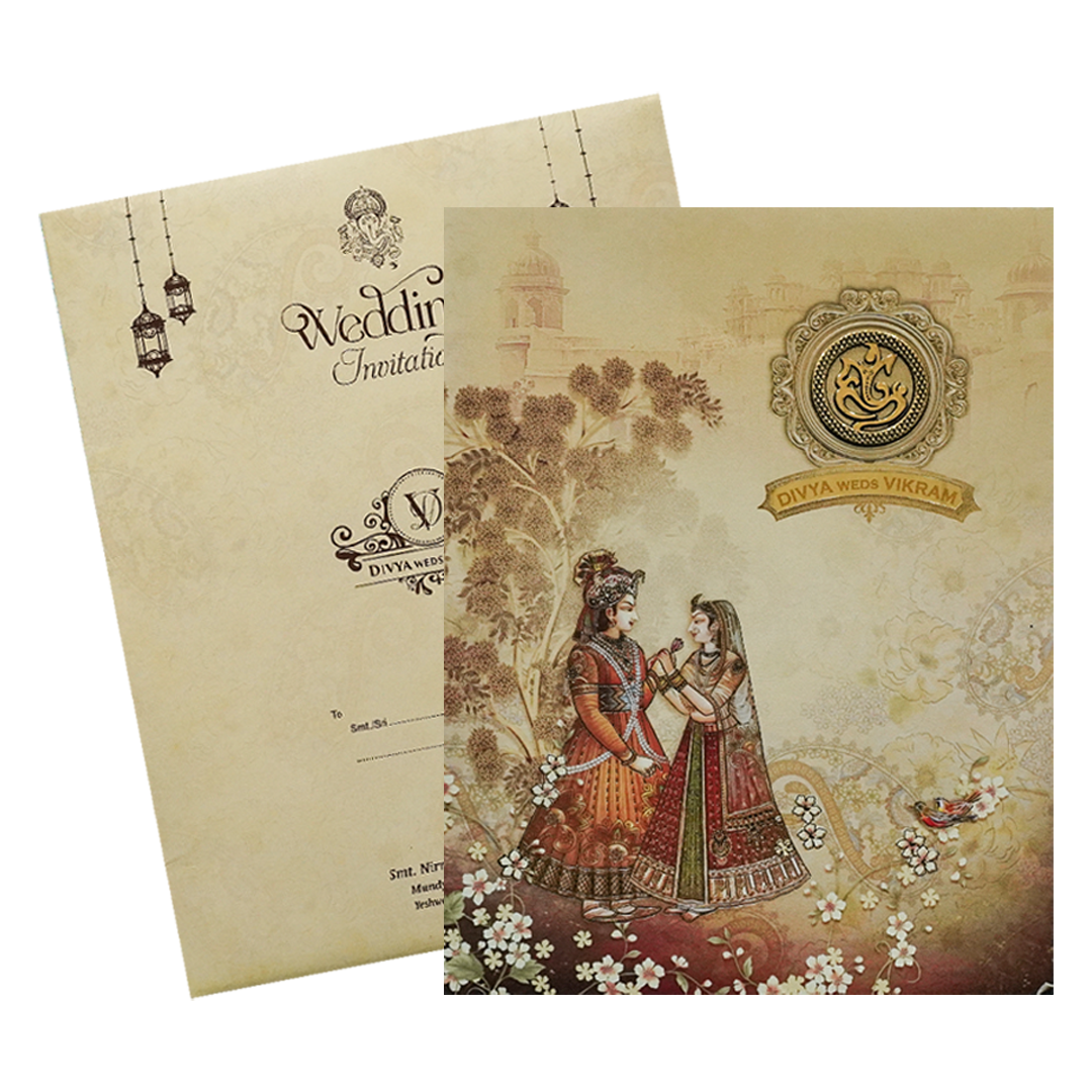 Royal Ganesha Couple Wedding Card-KNKJ1123
