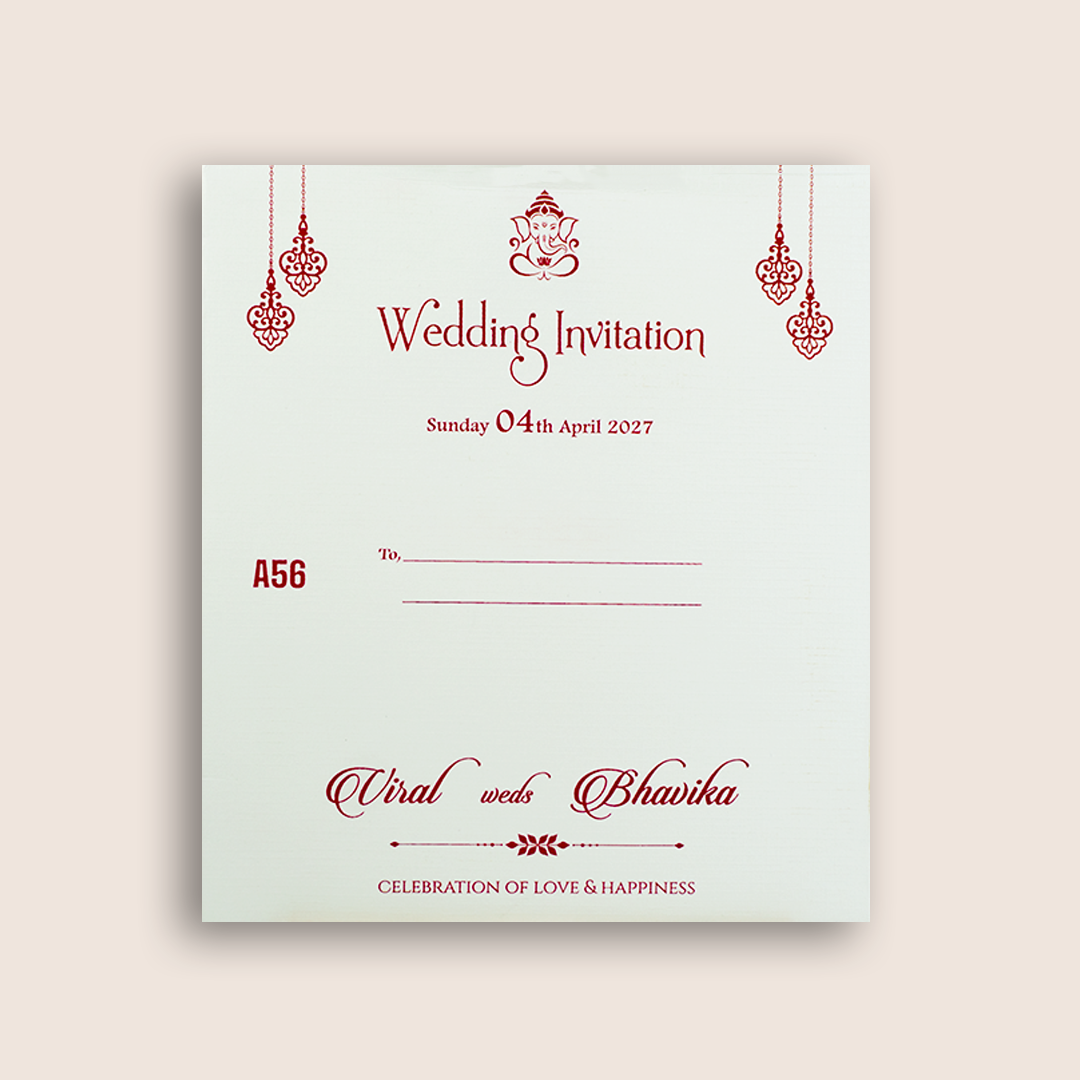 White Embossed Floral Wedding Invitation - KMARA560