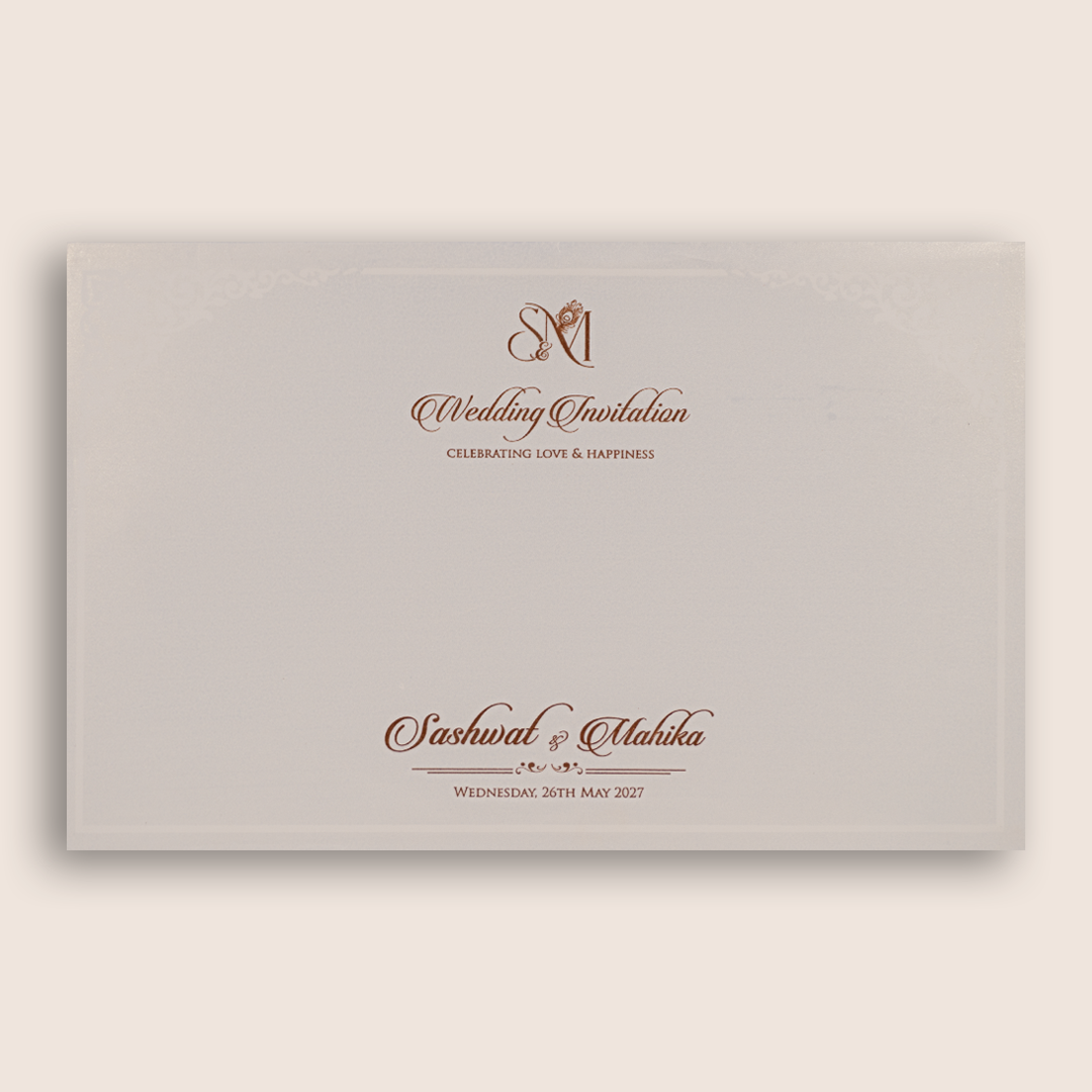 White Embossed Bride Groom Padded Wedding Card - KRE29320