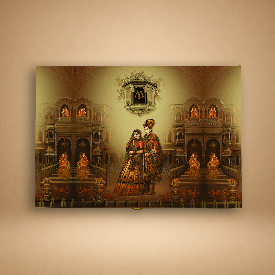 Brown Royal Bride Groom Luxury Box Invitation - KSBMD040