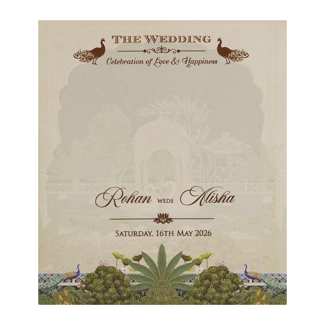 Luxury Cream Garden Laser-Cut Wedding Card - KFR16220