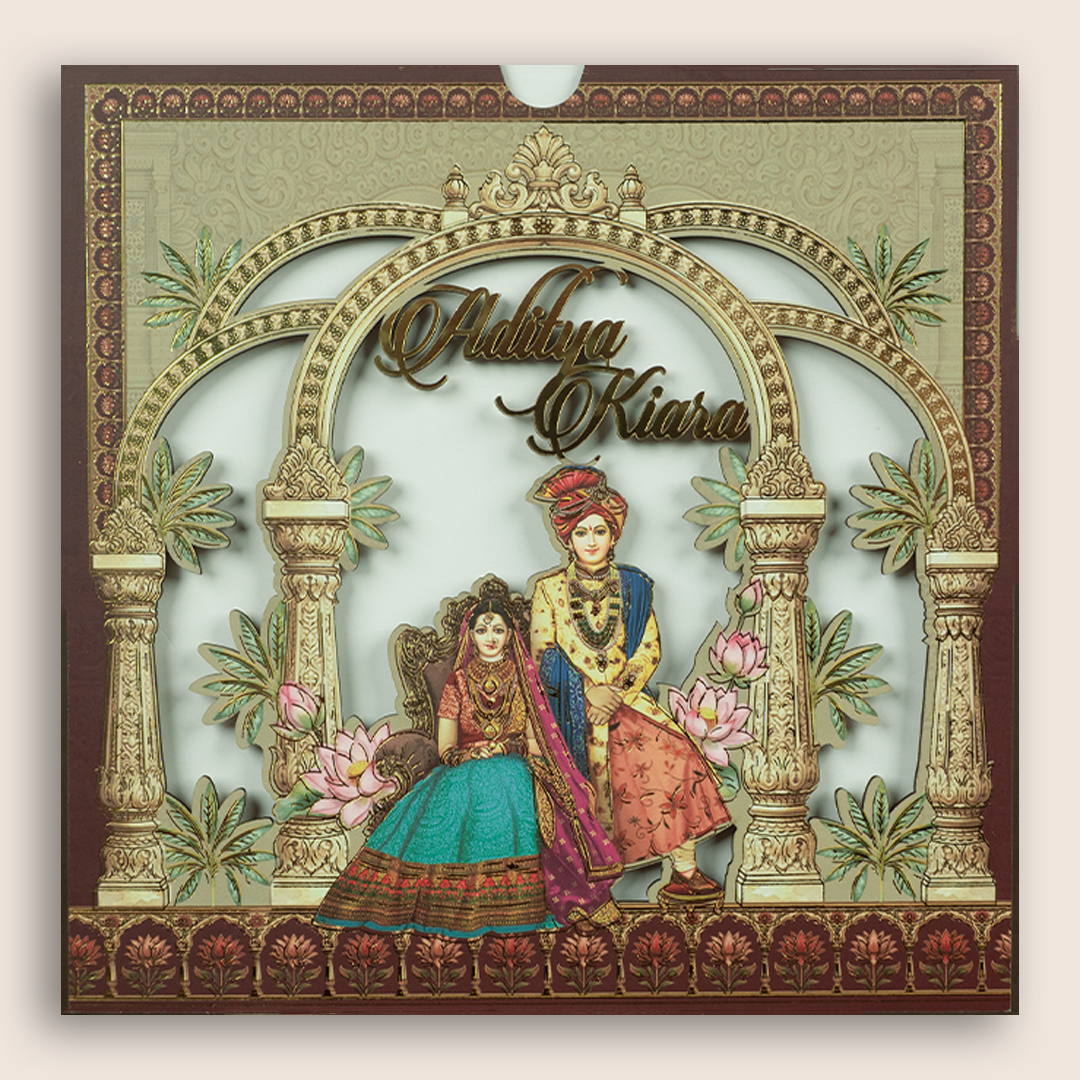 Brown Bride Groom Laser Cut Invitation Card - KFR17100
