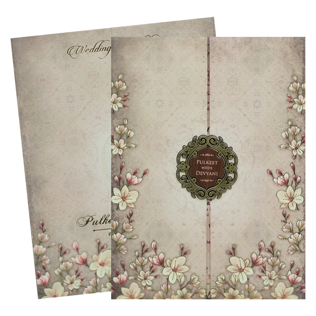 Check out Grey Floral Padded Wedding Card at best price. ✅WhatsApp Support✅Express Delivery|King of cards.