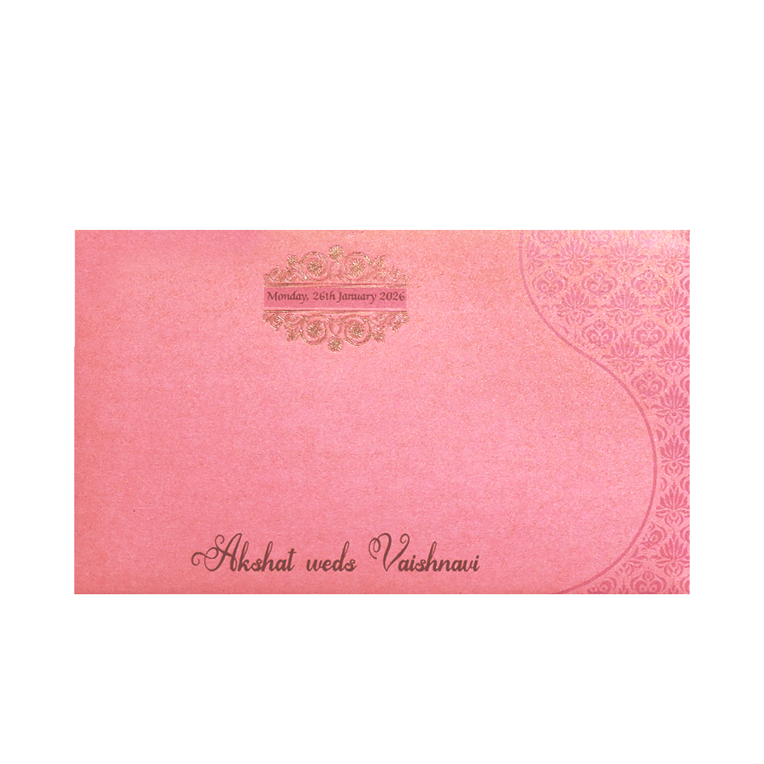 Pink Gold Foil Embossed Floral Wedding Invitation Card-KPR06430