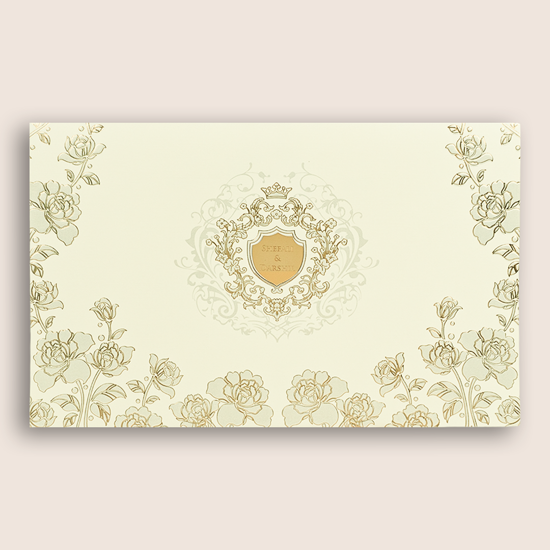 White Embossed Floral Marriage Card - KPR010310