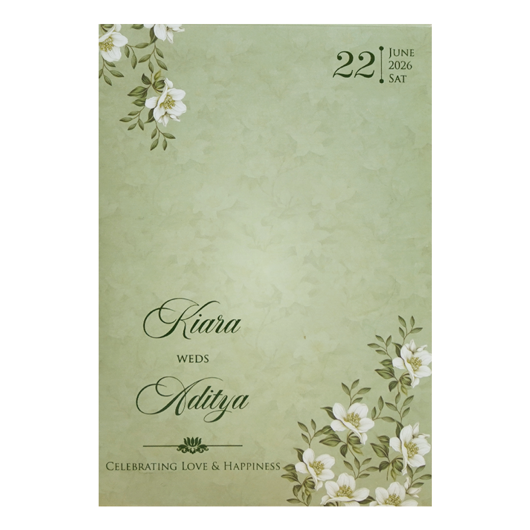 Green Floral Arch Laser-Cut Wedding Card - KFR16130