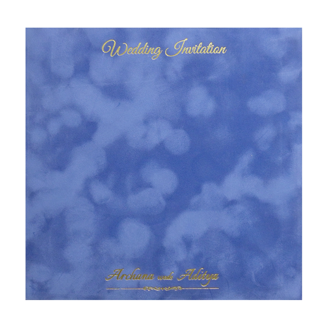 Blue Luxury Floral Wedding Invitation-KMMWD1135