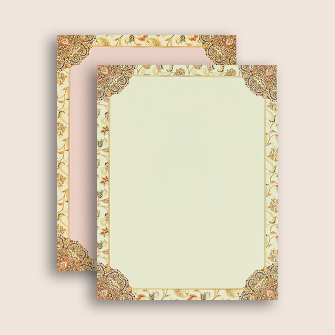 Cream Floral Pattern Wedding Card - KAA05030