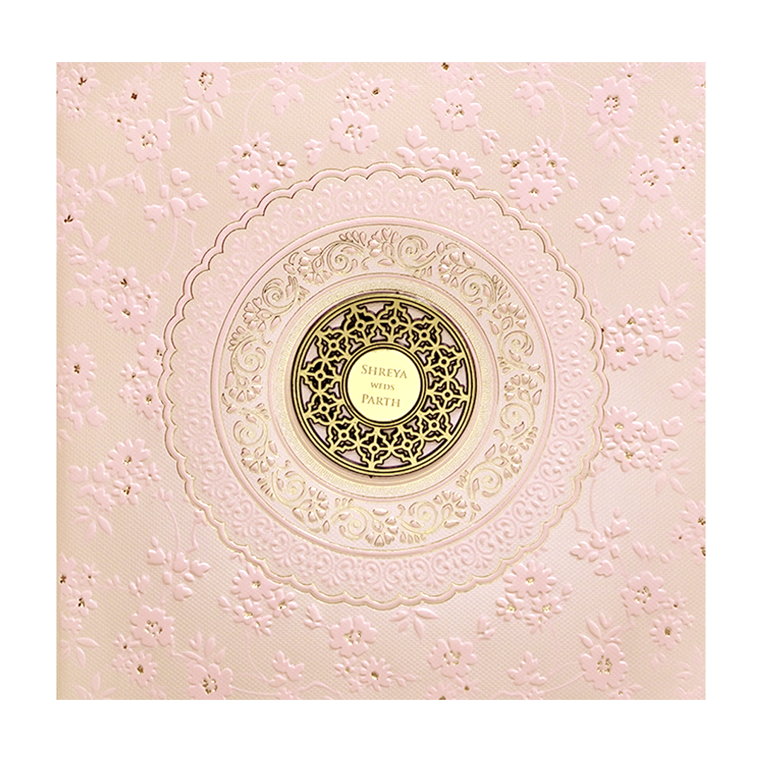 Pink Floral Padded Wedding Card - KMMWD1122