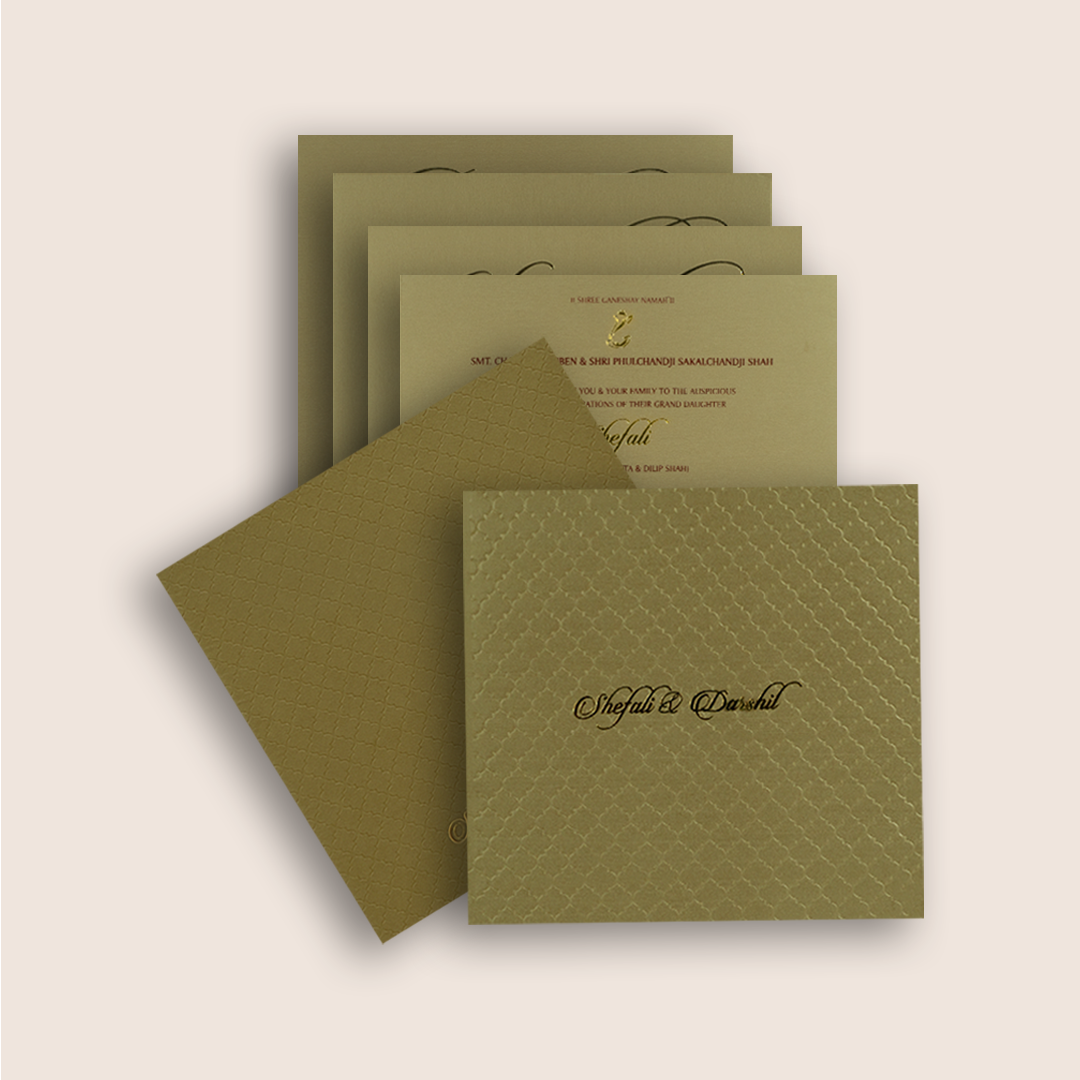 Gold Embossed Pattern Padded Invitation Card - KPR020090