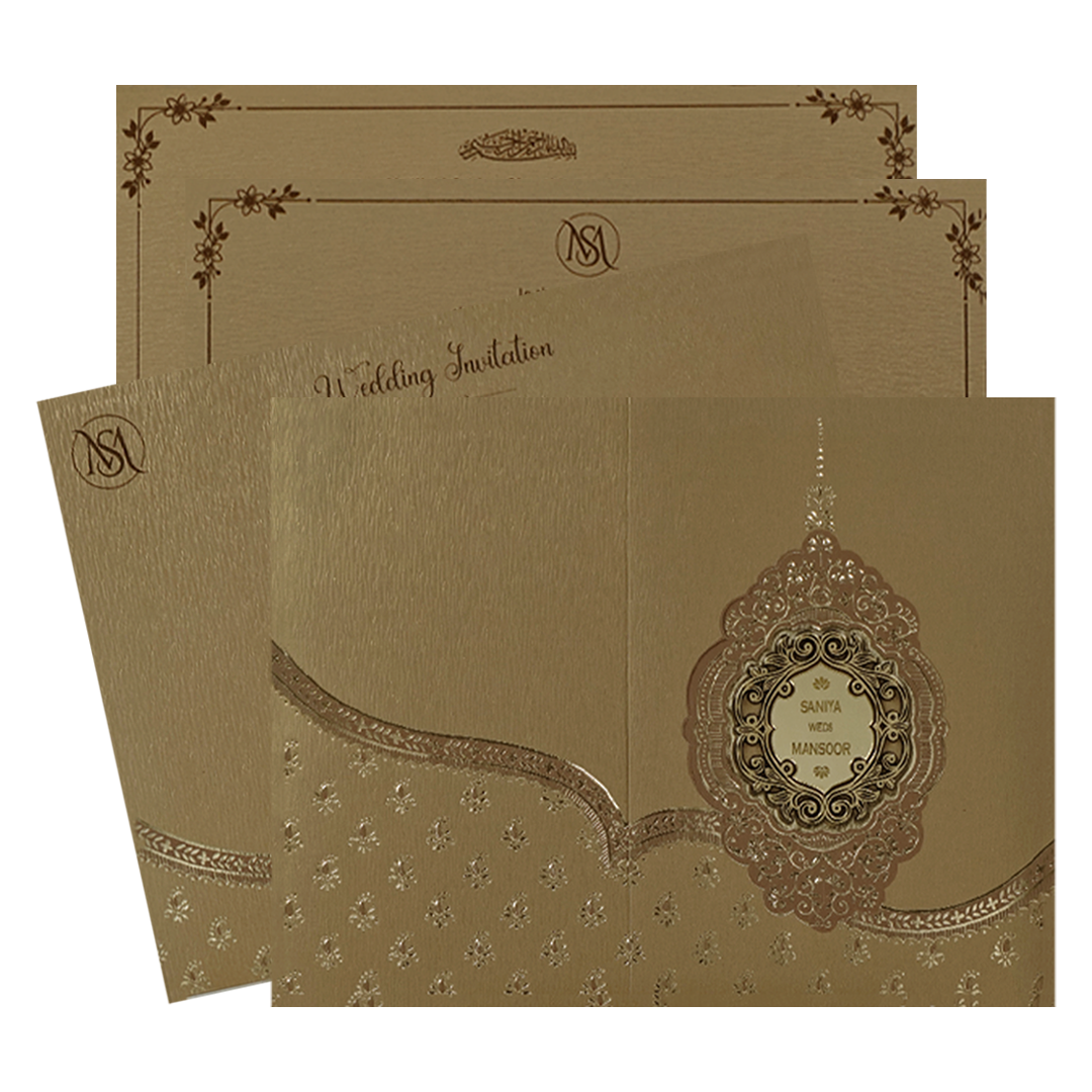 Gold Moroccan Wedding Card-KSI65120