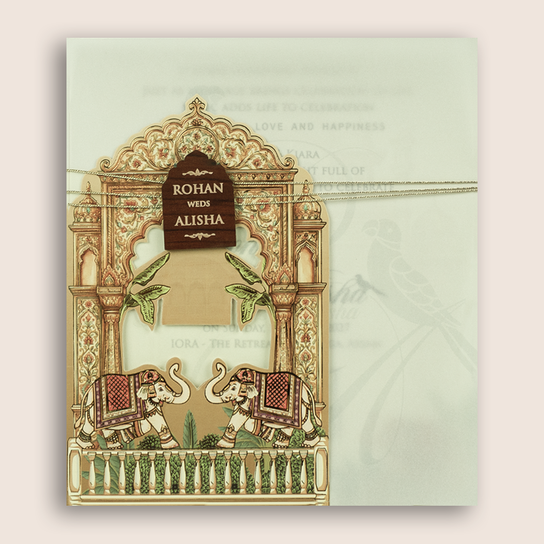 Sandal Laser Cut Elephant Wedding Invitation - KFR17270