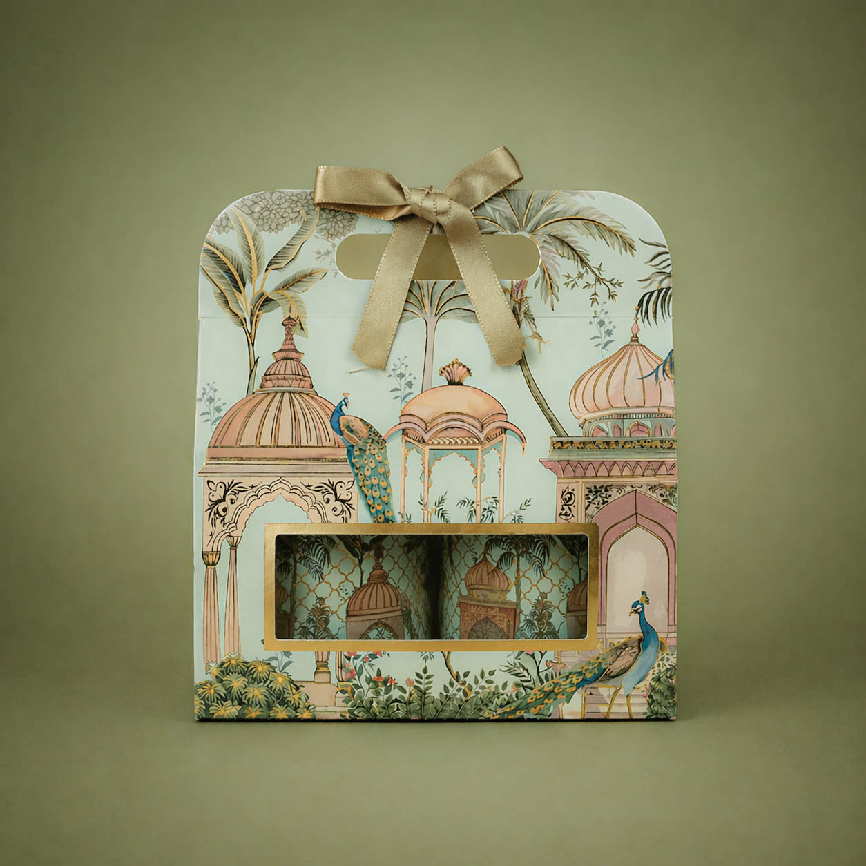 Green Peacock Palace Return Gift Hamper-GNBT9503