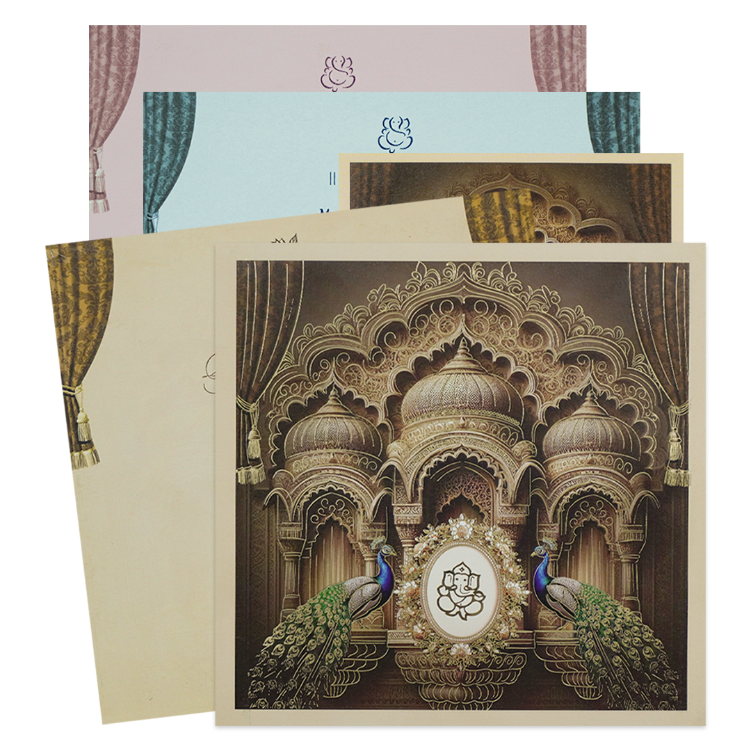 Brown Padded Royal Palace Wedding Card-KRC31200