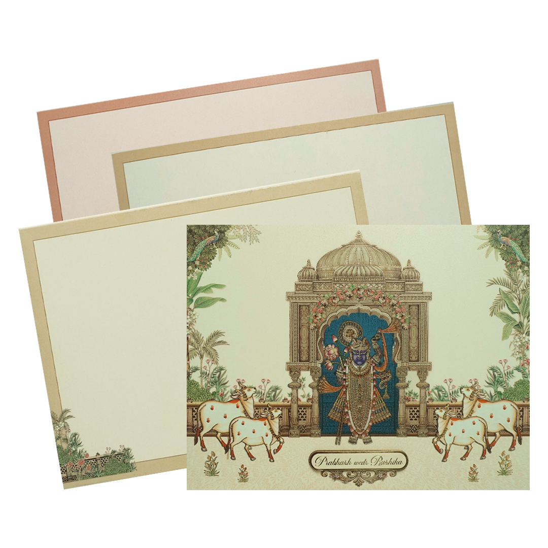 Dwarkadhish Temple Motif Wedding Card-KAK01110