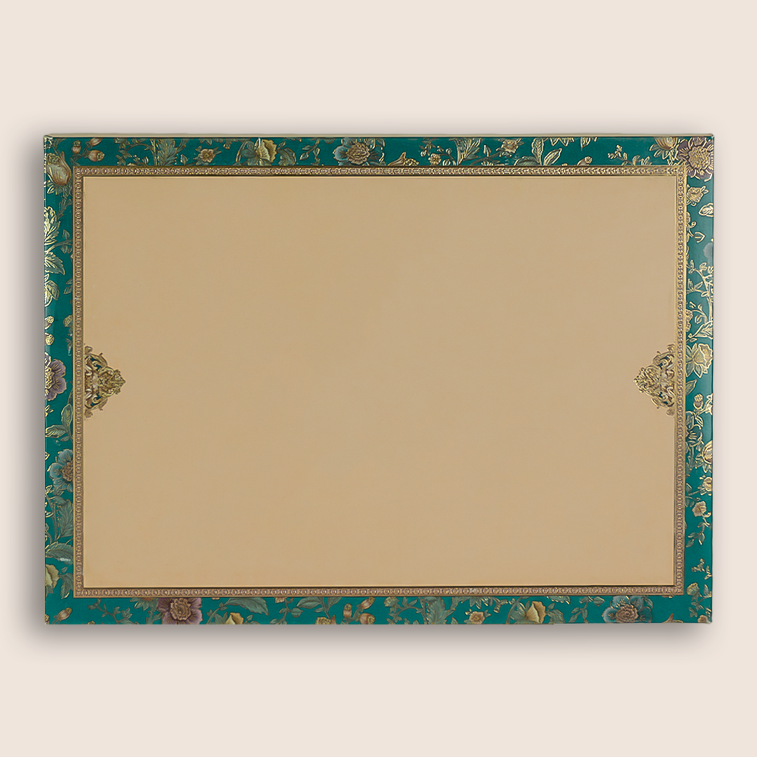 Blue Padded Floral Door Style Wedding Card - KAA06390