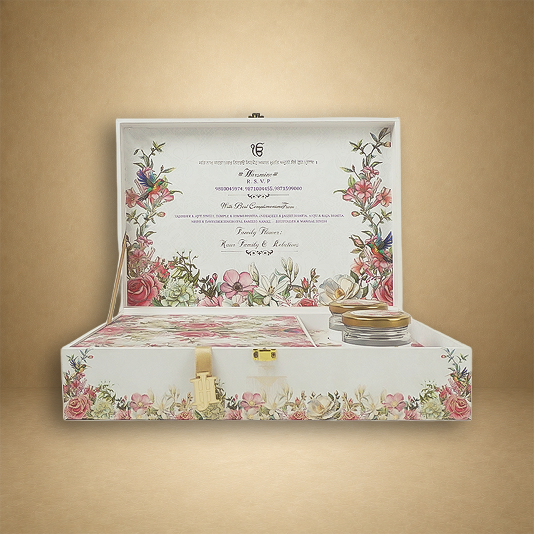 White Premium Floral Luxury Invitation box - KNLW202529
