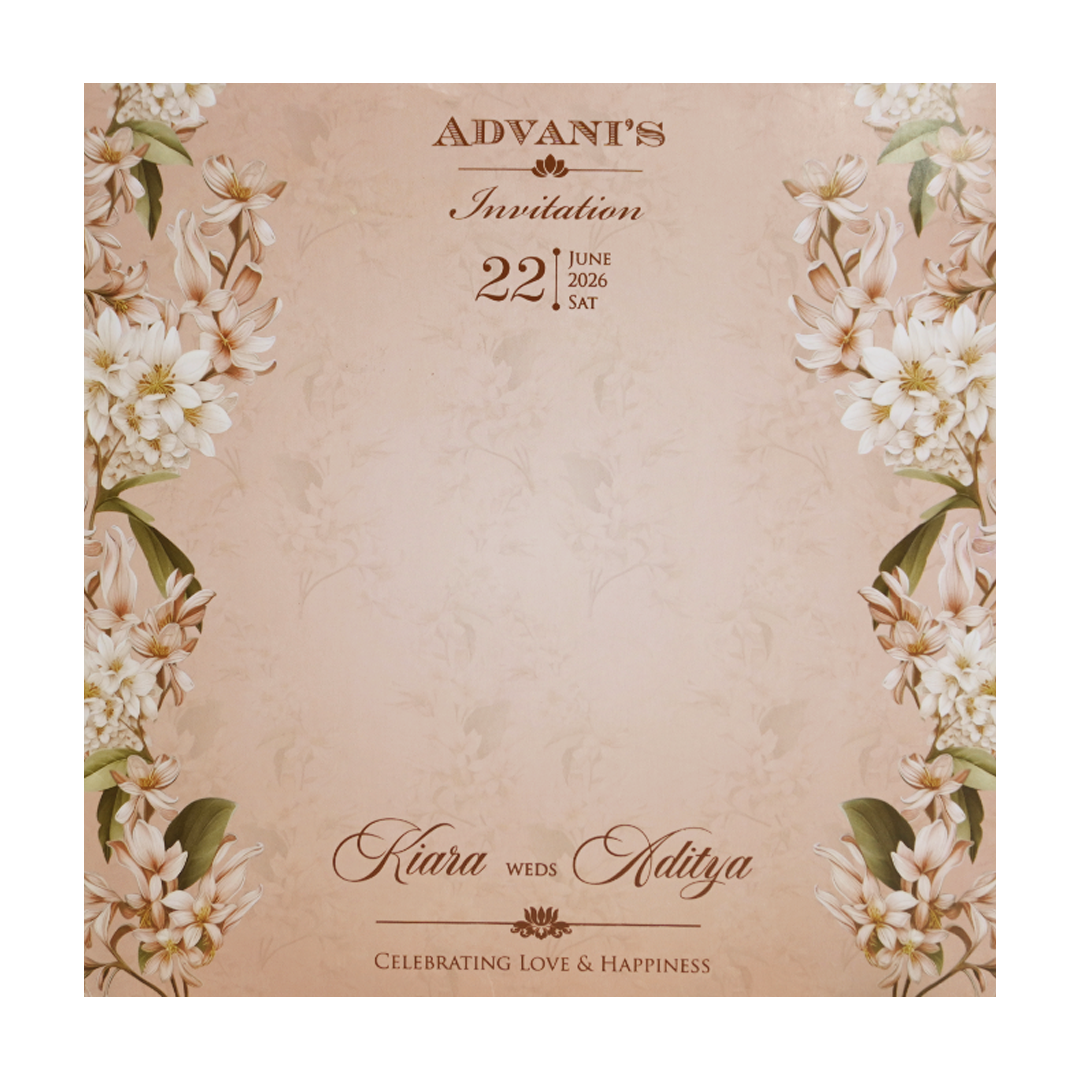 Pastel Cream Floral Layered Wedding Card - KFR15050