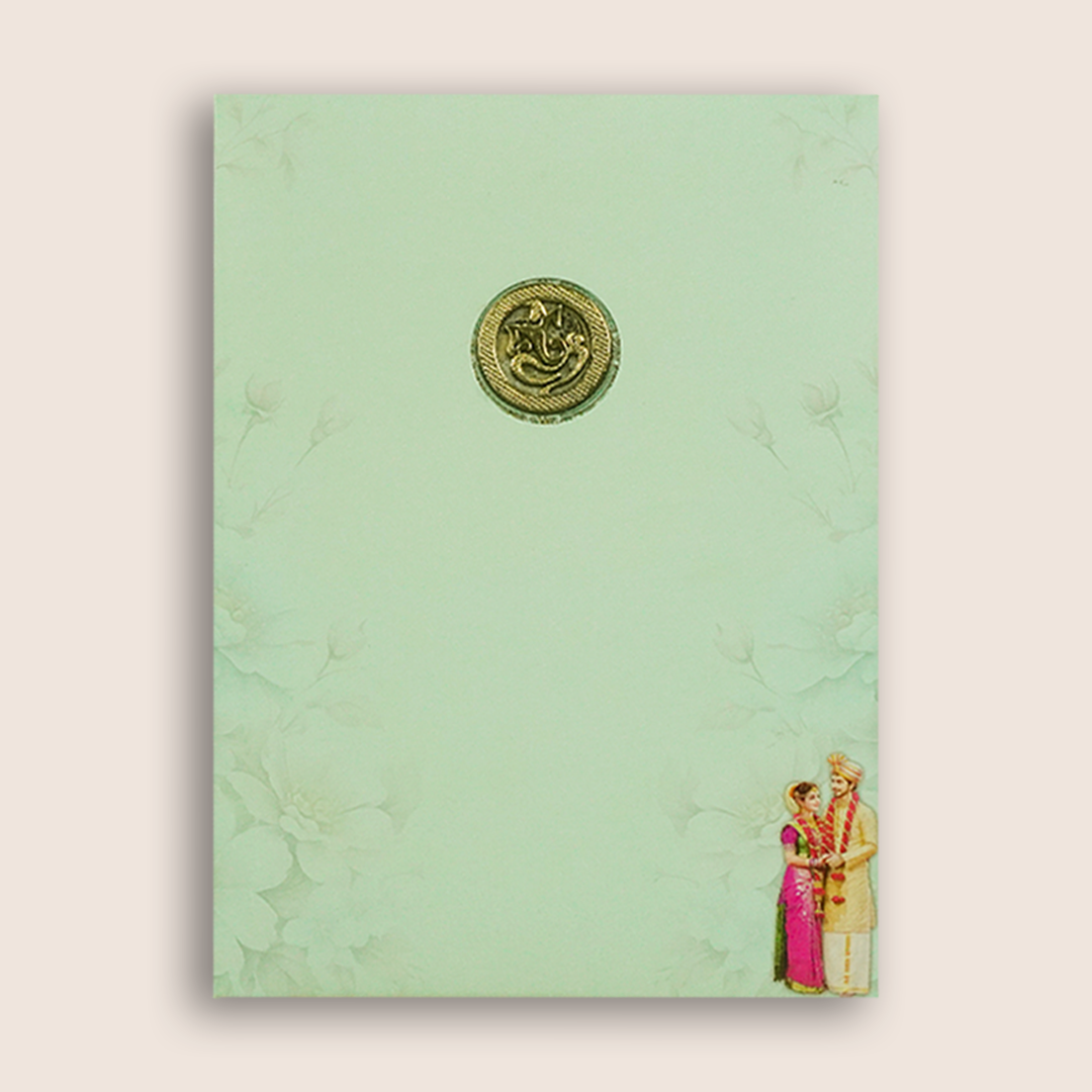 Blue South Indian Bride Groom Wedding Card - KNAR2404